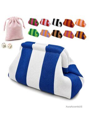 Knitted Mahjong Tile Bag Clutch with Velvet Dice Pouch